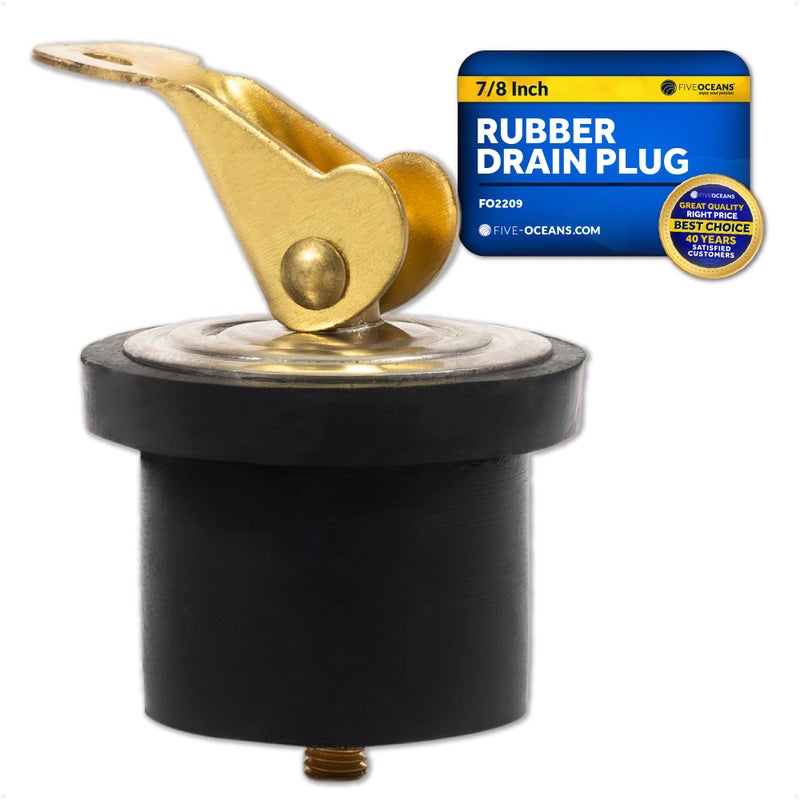 Five Oceans 7/8-Inch Brass Boat Drain Plug, Locking Livewell Plug, Locks in Place - FO2209 - Image 1